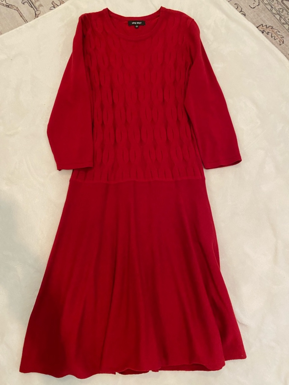 Anne Klein Vibrant Red Knit Fit-and-Flare Dress